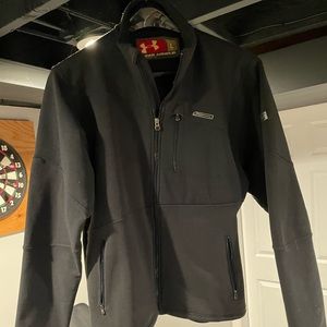 Under Armour Dervos Fleece Jacket Men's L Soft Shell Black Patterned Coldgear.